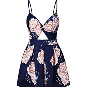 Navy Floral Romper Mini Never Worn